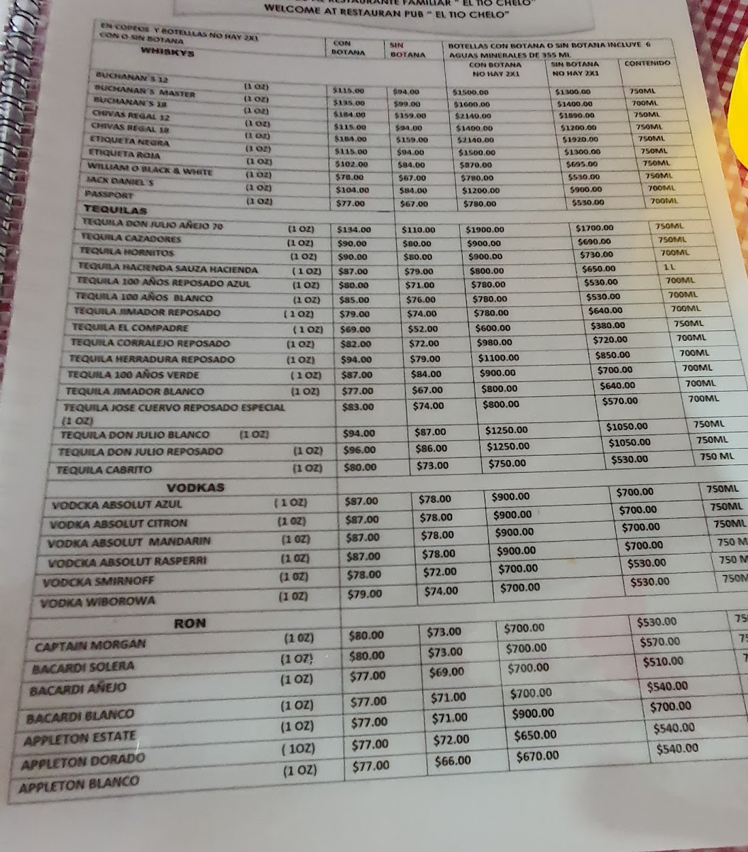 El Tio Chelo Menu - Image 2